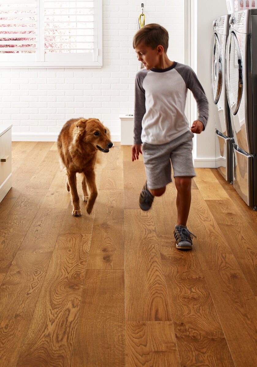 Kid running with dog | Floor to Ceiling - Winter Garden